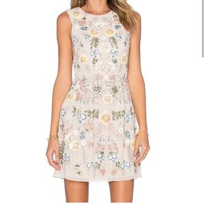 Needle & Thread China Rose Beaded Sequin Mini Dress Pink US 10